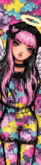 Free kawaii angel bookmark featuring neon pastel kawaii angel